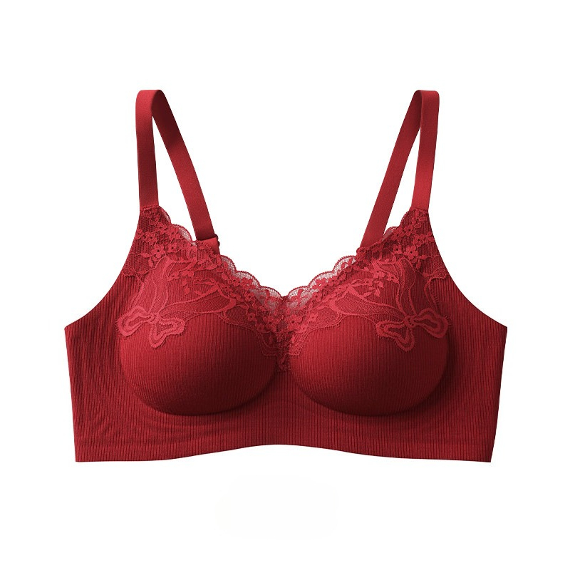 Women Fashion Ribbed Lace Bral - Wirefree Bra Comfort ulasan dan harga