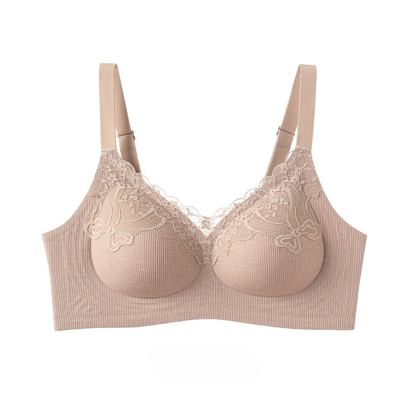 Women Fashion Ribbed Lace Bral - Wirefree Bra Comfort ulasan dan harga